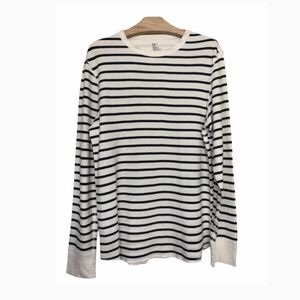 Gap Black & White Striped Thermal Tee - Long Sleeve Casual Top